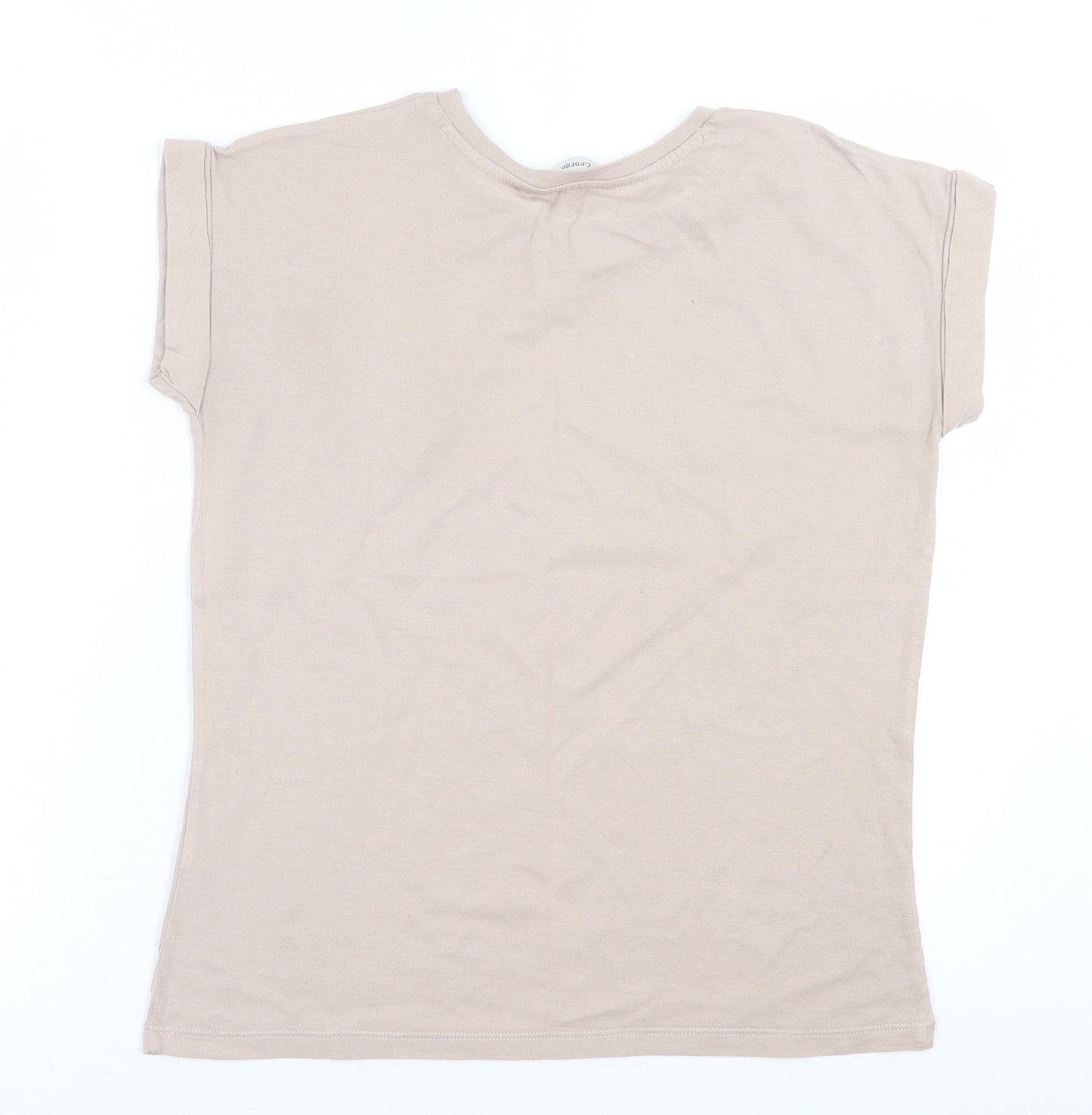 George Womens Pink  Cotton Basic T-Shirt Size 8 Crew Neck - Cuffed sleeve
