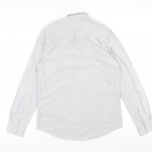 Primark Mens Grey  Cotton  Button-Up Size M Collared Button