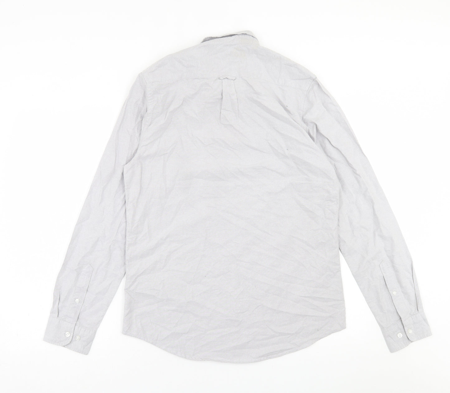 Primark Mens Grey  Cotton  Button-Up Size M Collared Button