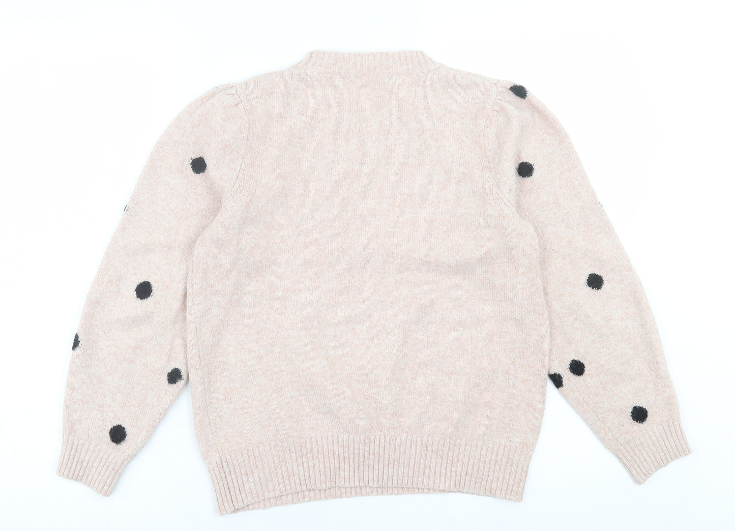 George Womens Pink Crew Neck Polka Dot Acrylic Pullover Jumper Size M