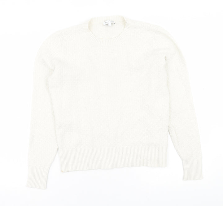Warehouse Womens White Crew Neck  Viscose Pullover Jumper Size 14