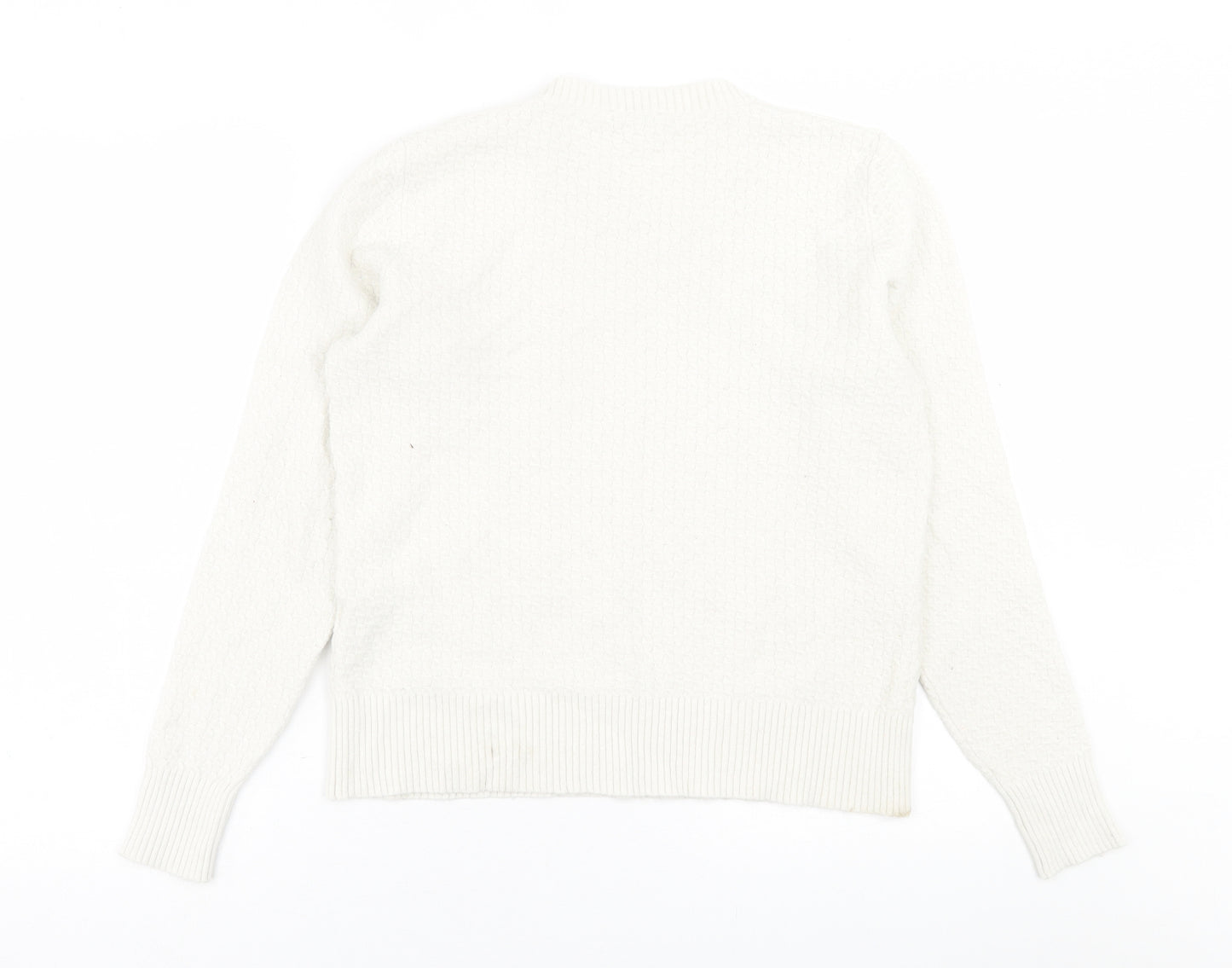 Warehouse Womens White Crew Neck  Viscose Pullover Jumper Size 14