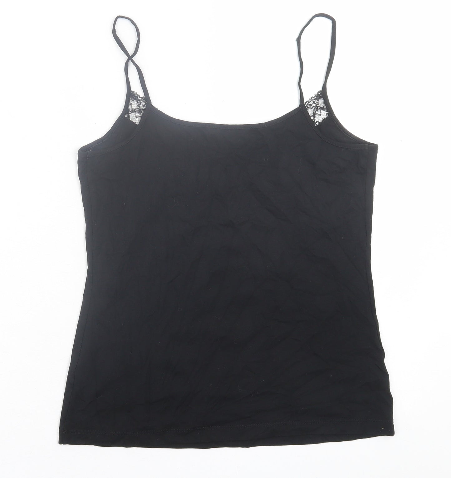 Marks and Spencer Womens Black  Viscose Basic Tank Size 8 V-Neck