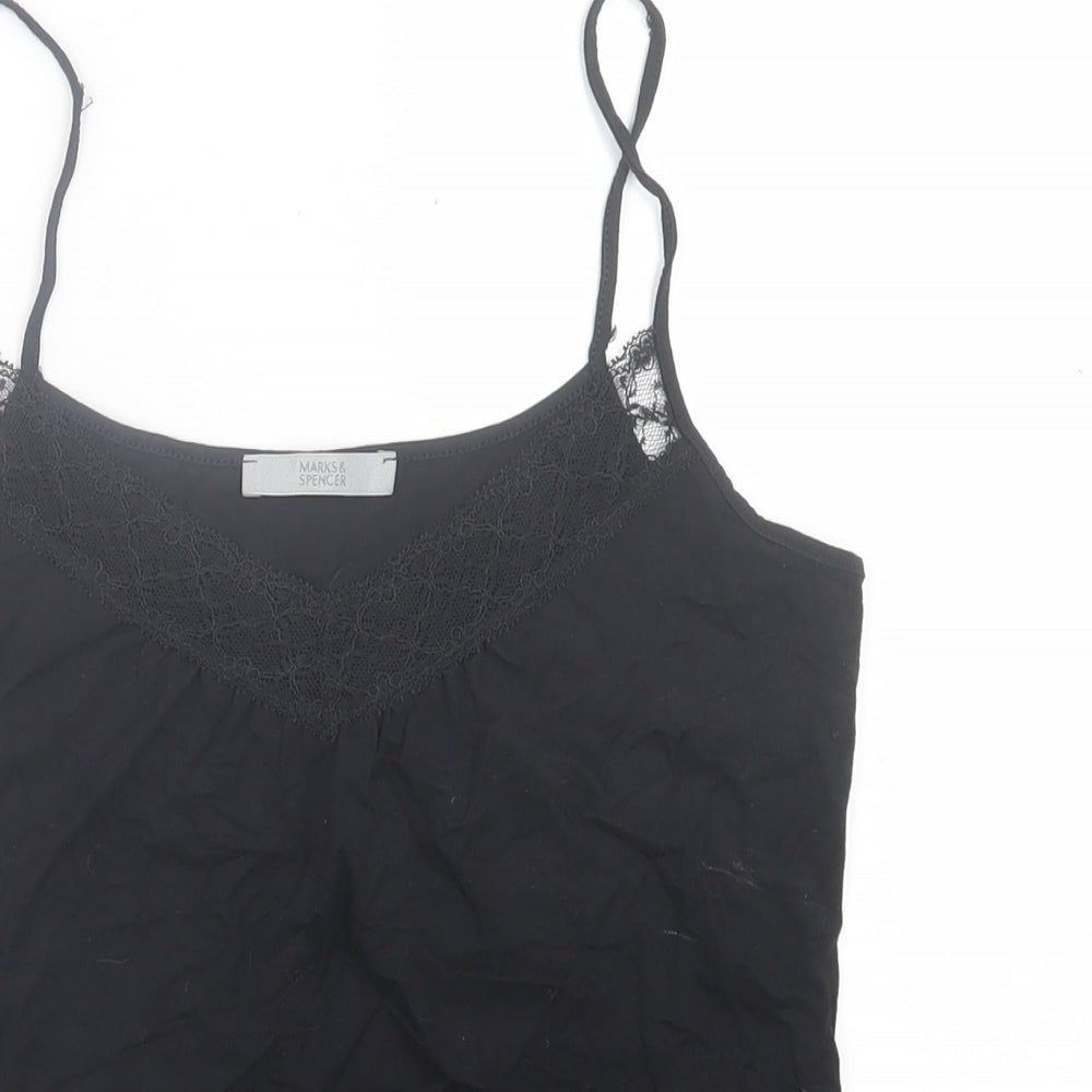 Marks and Spencer Womens Black  Viscose Basic Tank Size 8 V-Neck