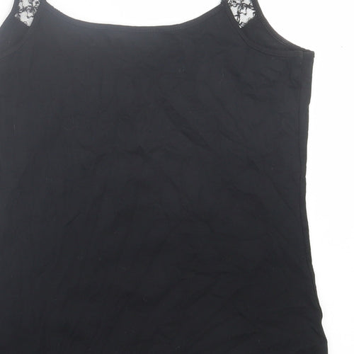 Marks and Spencer Womens Black  Viscose Basic Tank Size 8 V-Neck