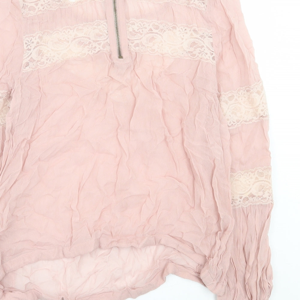 Topshop Womens Pink  Viscose Basic Blouse Size 10 Collared