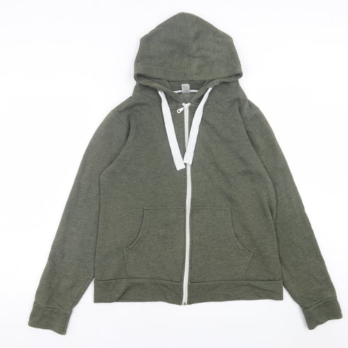 American Authentic Mens Green  Cotton Full Zip Hoodie Size S