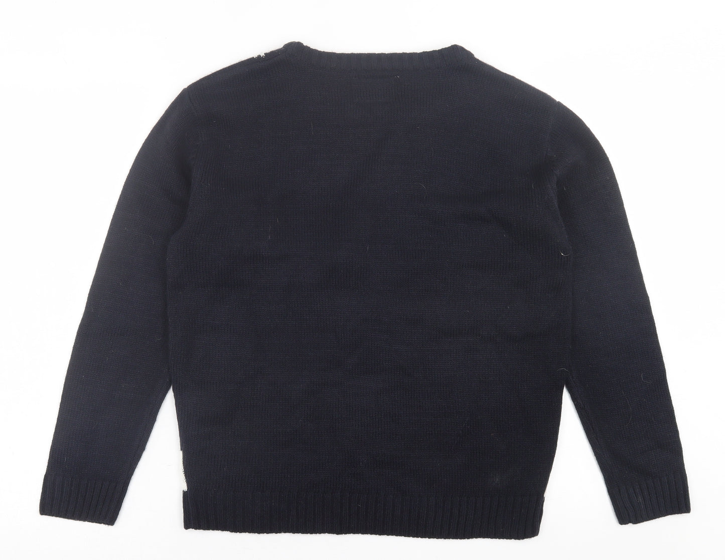 Atmosphere Mens Blue Crew Neck Geometric Acrylic Pullover Jumper Size S   - Christmas Jumper