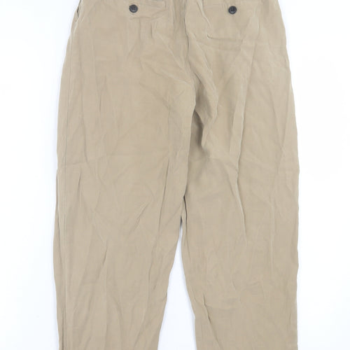H&M Womens Beige  Viscose Trousers  Size 6 L25 in Regular Button