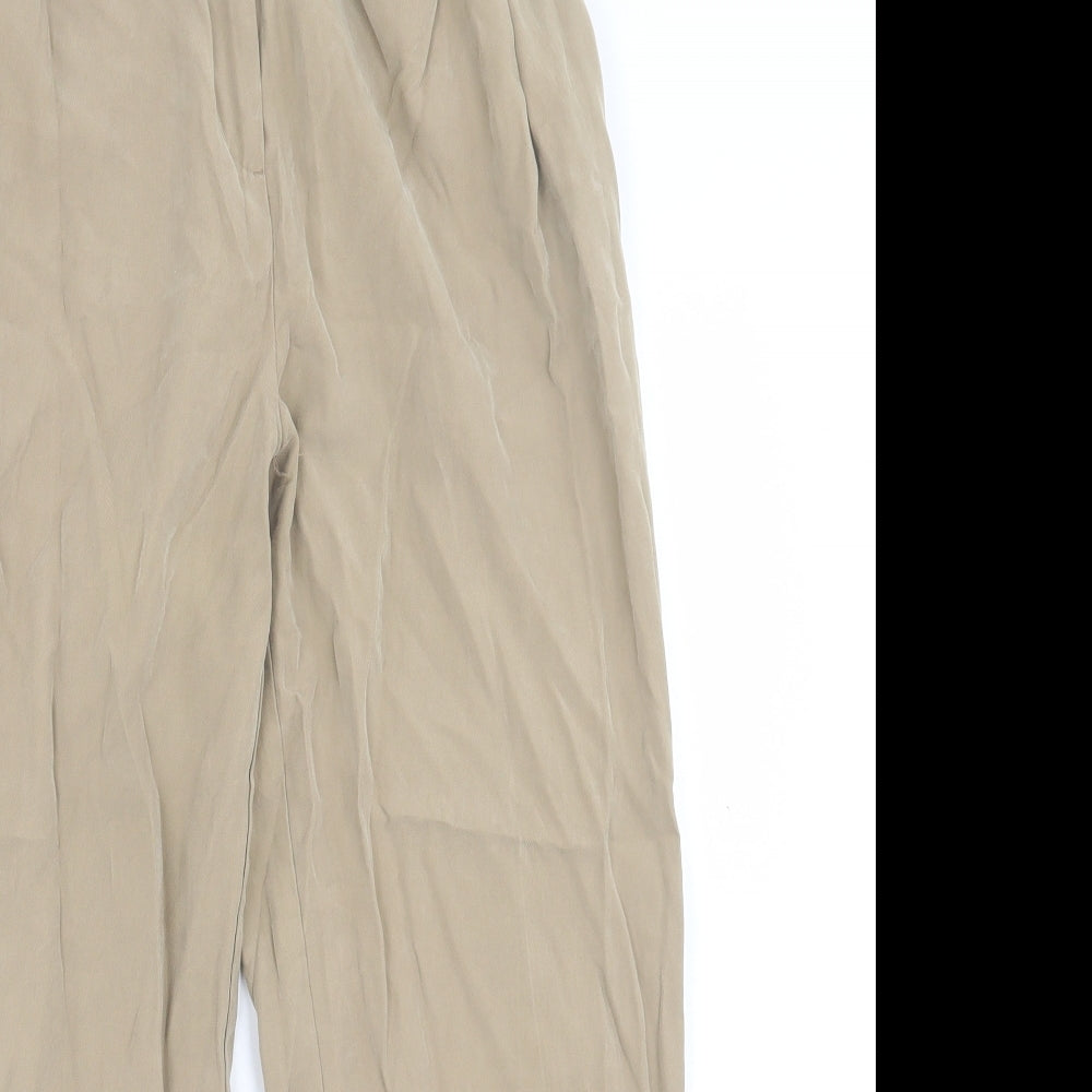H&M Womens Beige  Viscose Trousers  Size 6 L25 in Regular Button