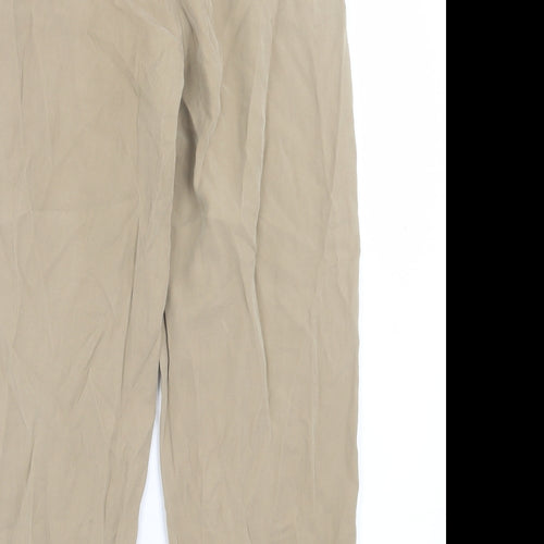 H&M Womens Beige  Viscose Trousers  Size 6 L25 in Regular Button