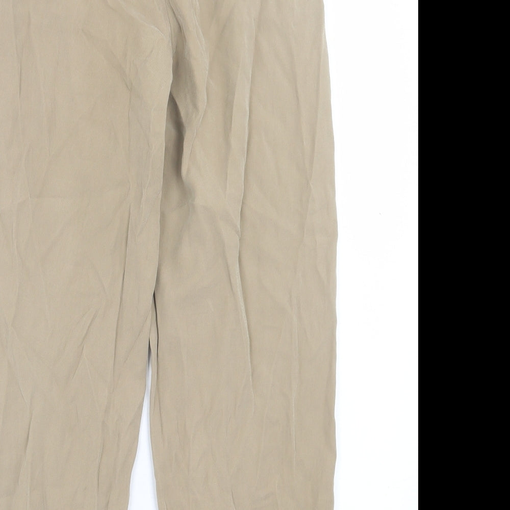 H&M Womens Beige  Viscose Trousers  Size 6 L25 in Regular Button