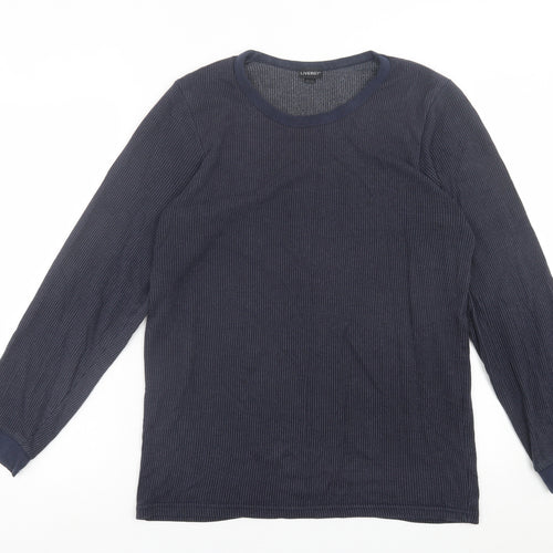 Livergy Mens Blue Striped Polyester  T-Shirt Size M Crew Neck