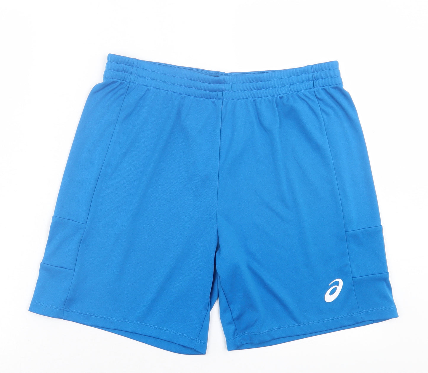 ASICS Mens Blue  Polyester Sweat Shorts Size L L7 in Regular Tie