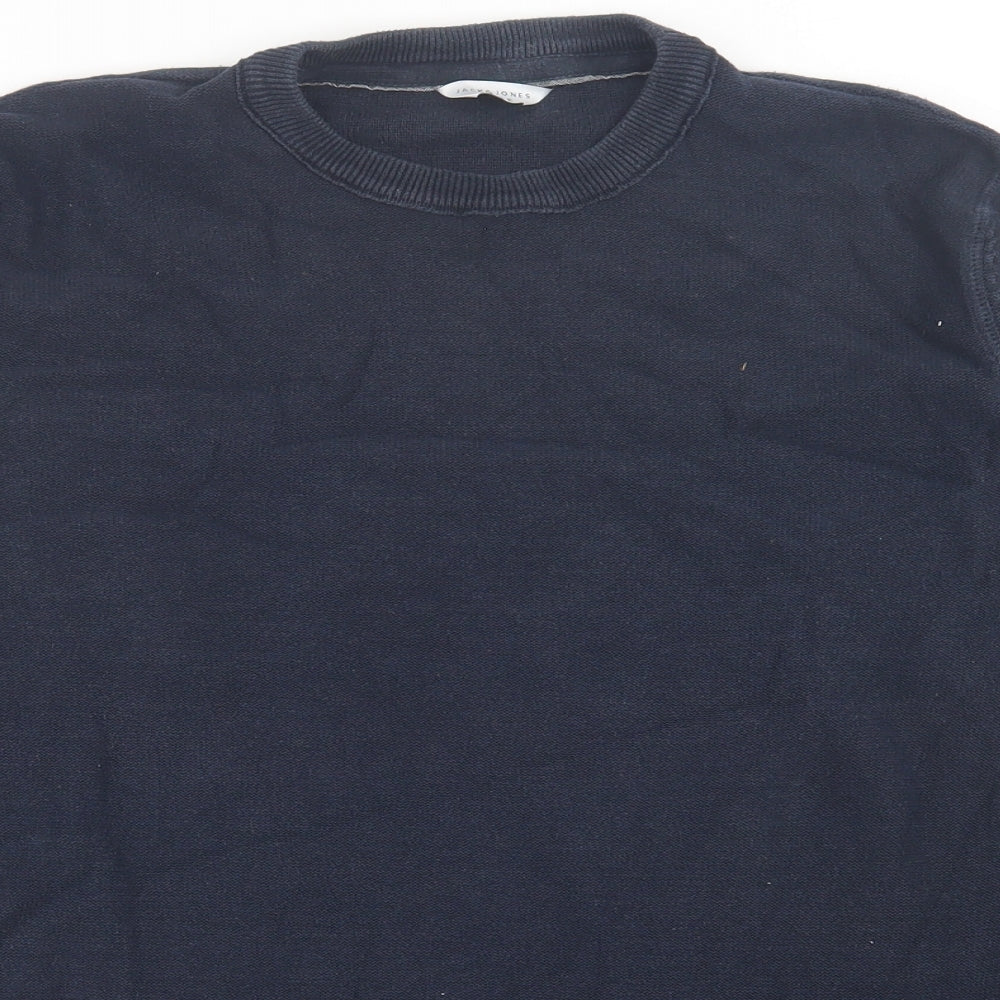 JACK & JONES Mens Blue Crew Neck  Cotton Pullover Jumper Size M
