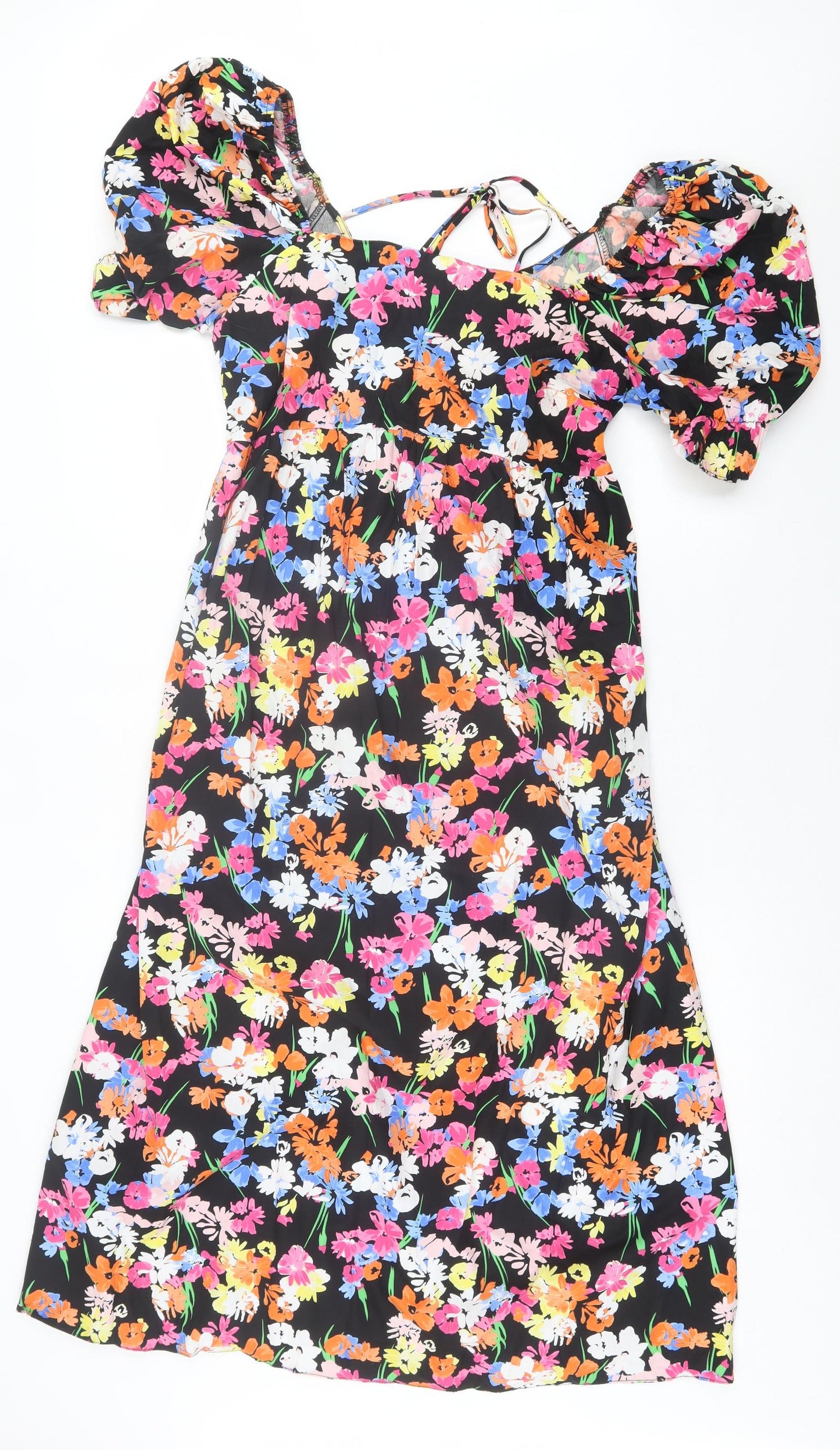 New Look Womens Multicoloured Floral Cotton A-Line  Size 14  Square Neck Pullover