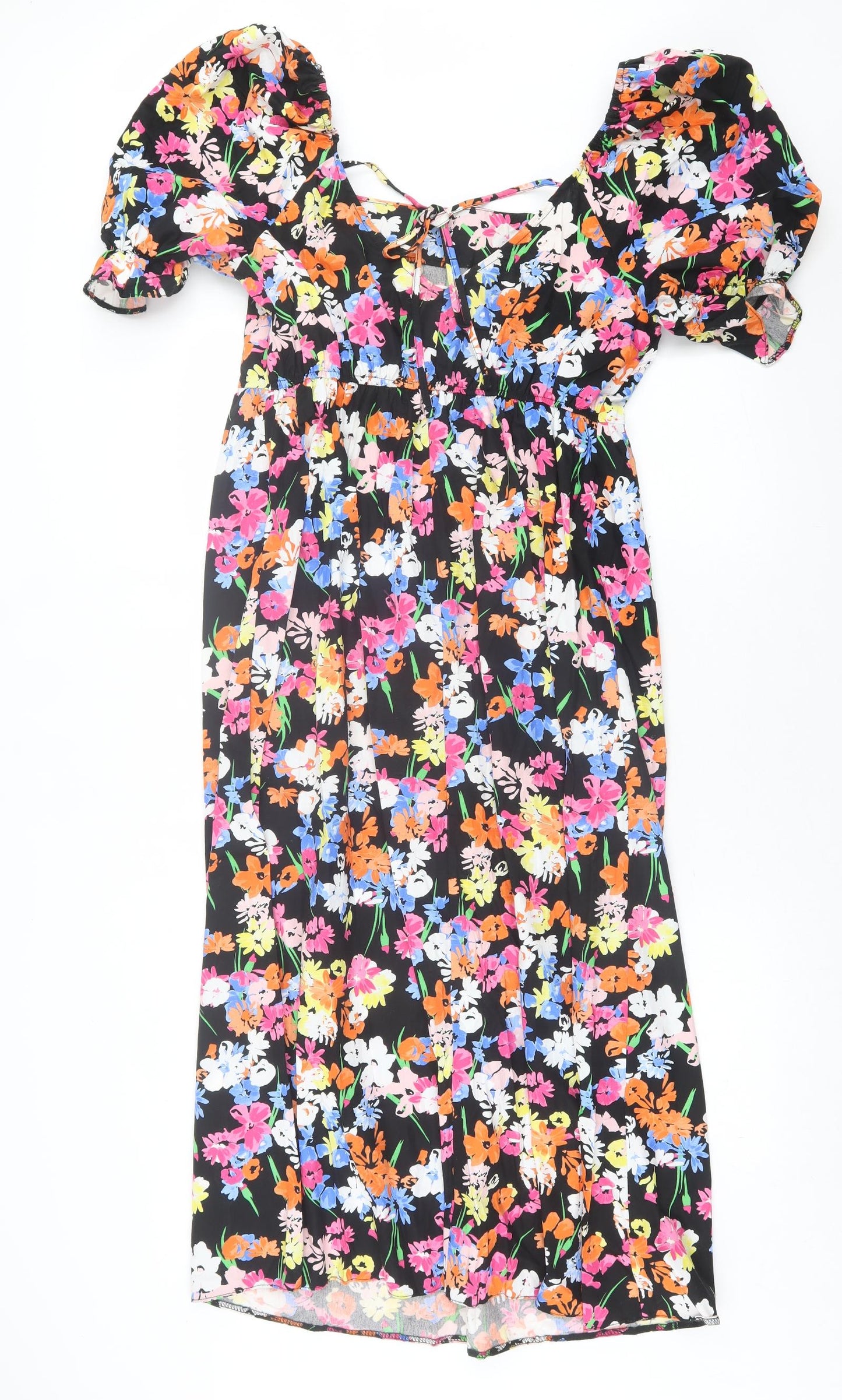 New Look Womens Multicoloured Floral Cotton A-Line  Size 14  Square Neck Pullover