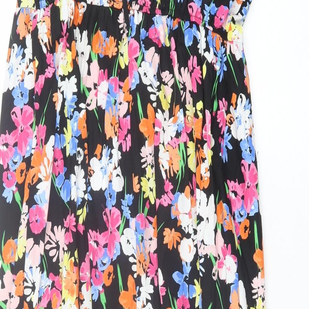New Look Womens Multicoloured Floral Cotton A-Line  Size 14  Square Neck Pullover
