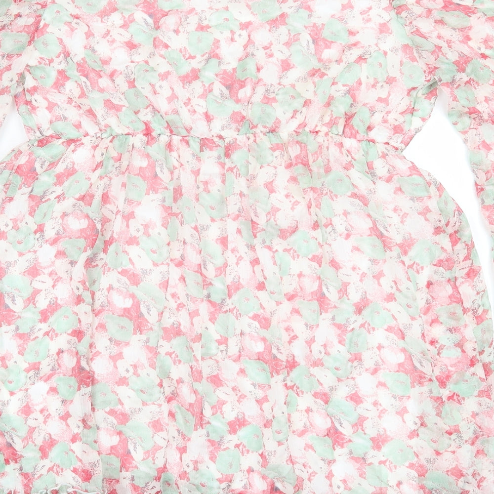 lillie rose Womens Pink Floral Polyester A-Line  Size M  V-Neck Pullover