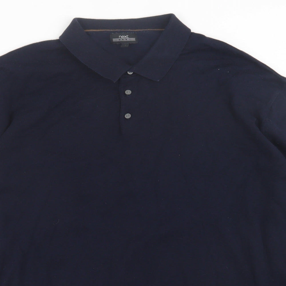 NEXT Mens Blue  Cotton  Polo Size 2XL Collared Button