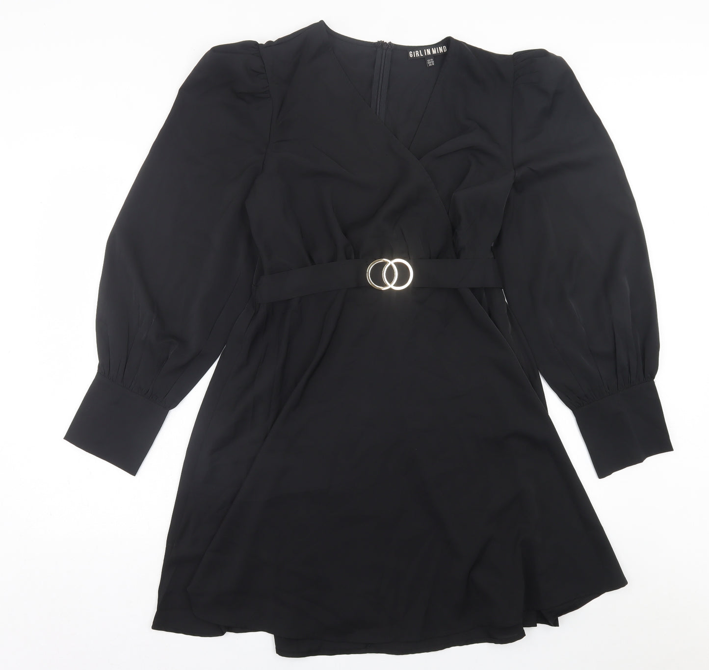 Girl in Mind Womens Black  Polyester A-Line  Size 14  V-Neck Zip