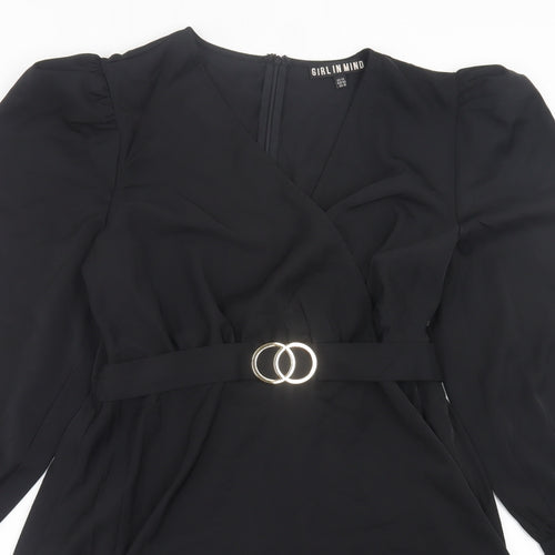 Girl in Mind Womens Black  Polyester A-Line  Size 14  V-Neck Zip