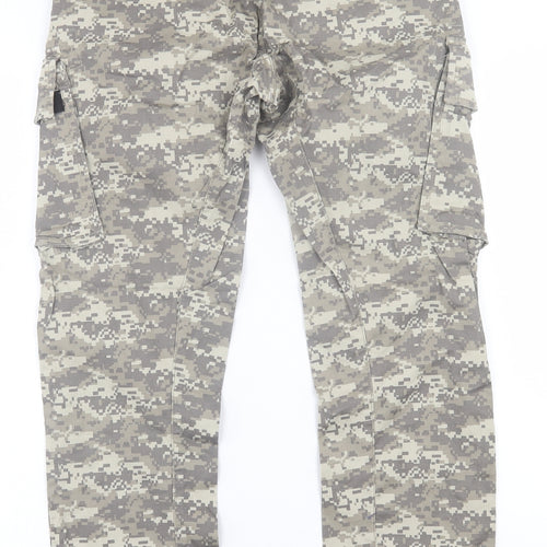 Denim & Co. Mens Green Camouflage Cotton Cargo Trousers Size S L30 in Regular Button