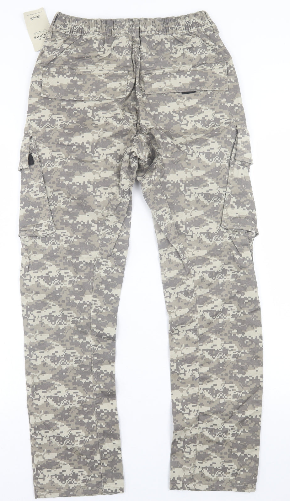 Denim & Co. Mens Green Camouflage Cotton Cargo Trousers Size S L30 in Regular Button