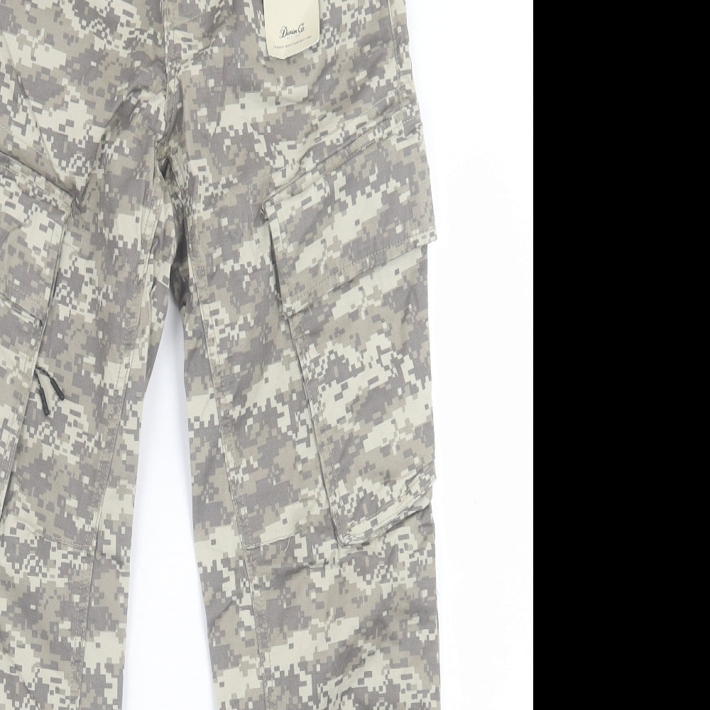 Denim & Co. Mens Green Camouflage Cotton Cargo Trousers Size S L30 in Regular Button