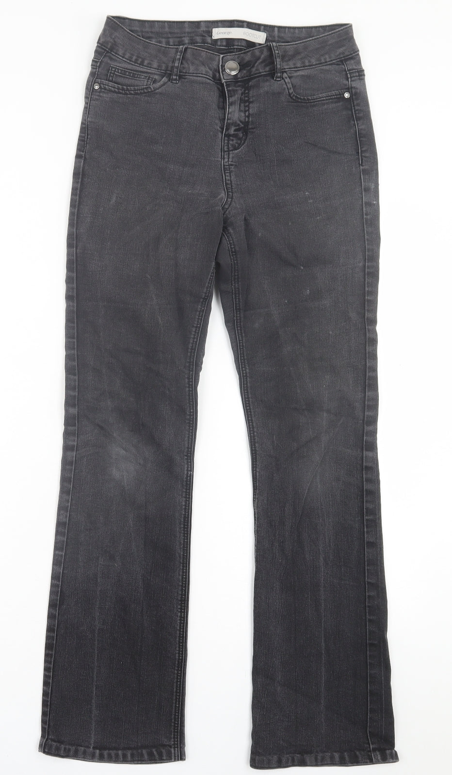 George Womens Black  Cotton Bootcut Jeans Size 8 L29 in Regular Button