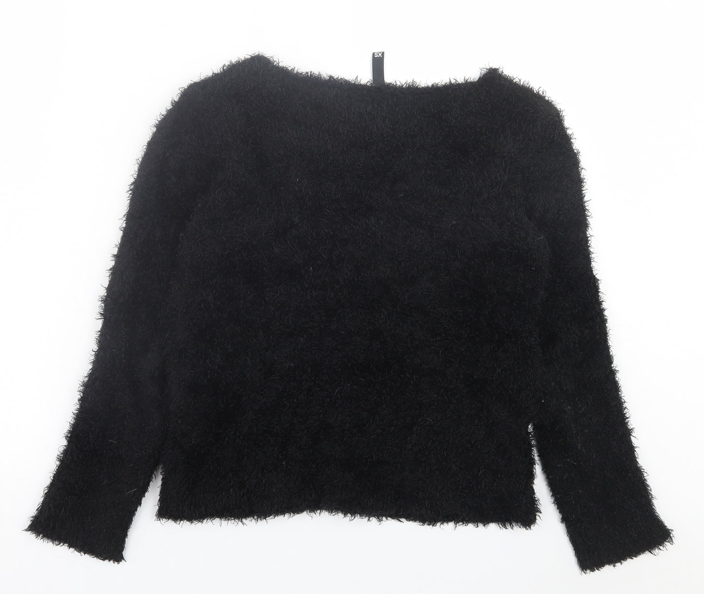H&M Womens Black Boat Neck  Polyester Pullover Jumper Size XS