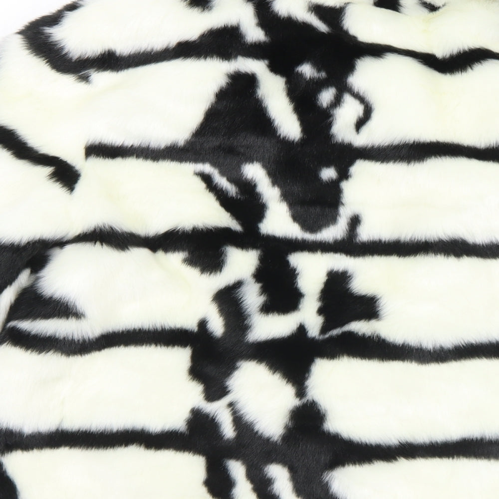 Piarossini Womens Black Geometric  Overcoat Coat Size M  Snap