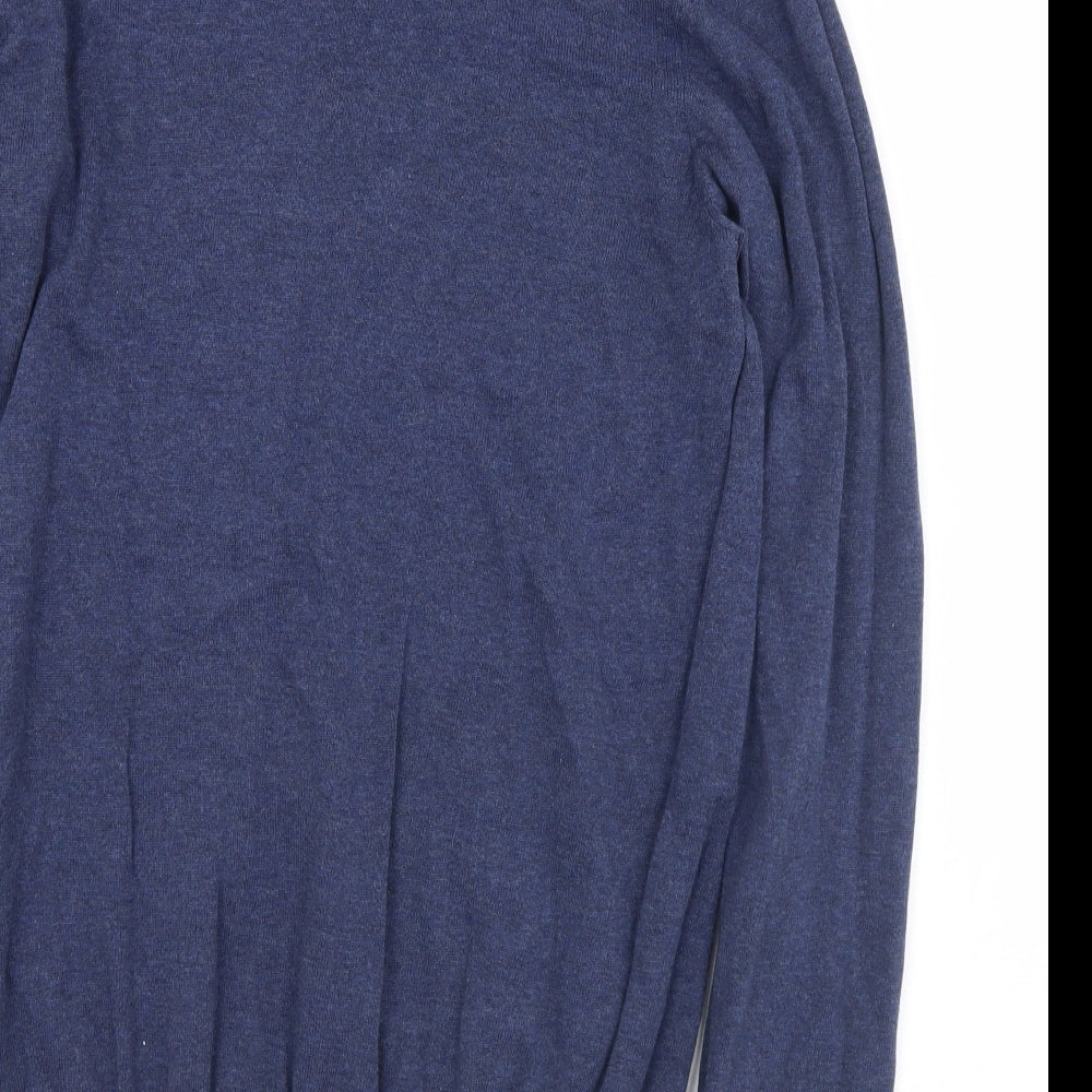 Marks and Spencer Mens Blue V-Neck  Cotton Pullover Jumper Size L