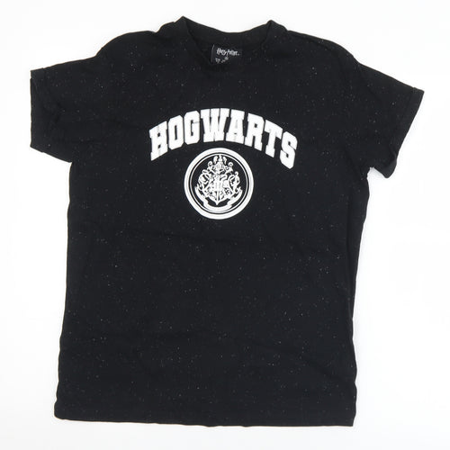 Primark Womens Black  Cotton Basic T-Shirt Size 10 Crew Neck - Harry Potter. 10/12