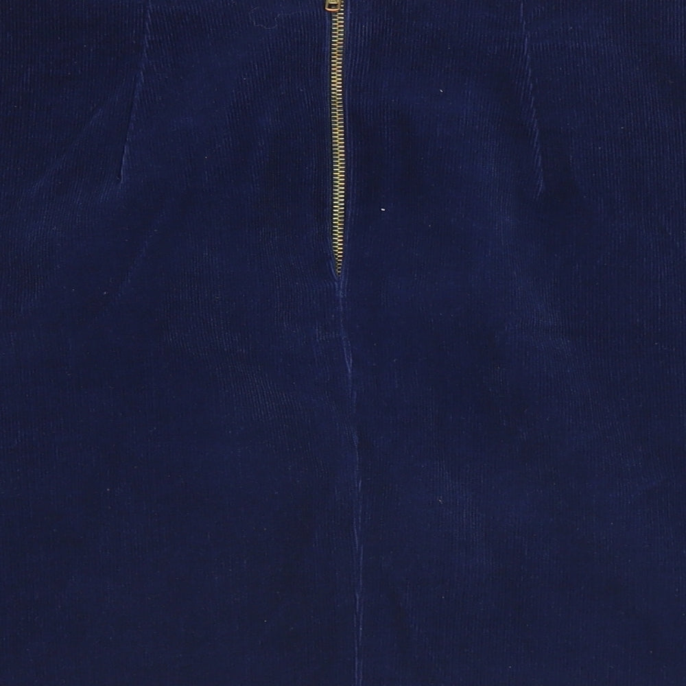 Preworn Womens Blue  Polyester A-Line Skirt Size 30 in   Hook & Eye