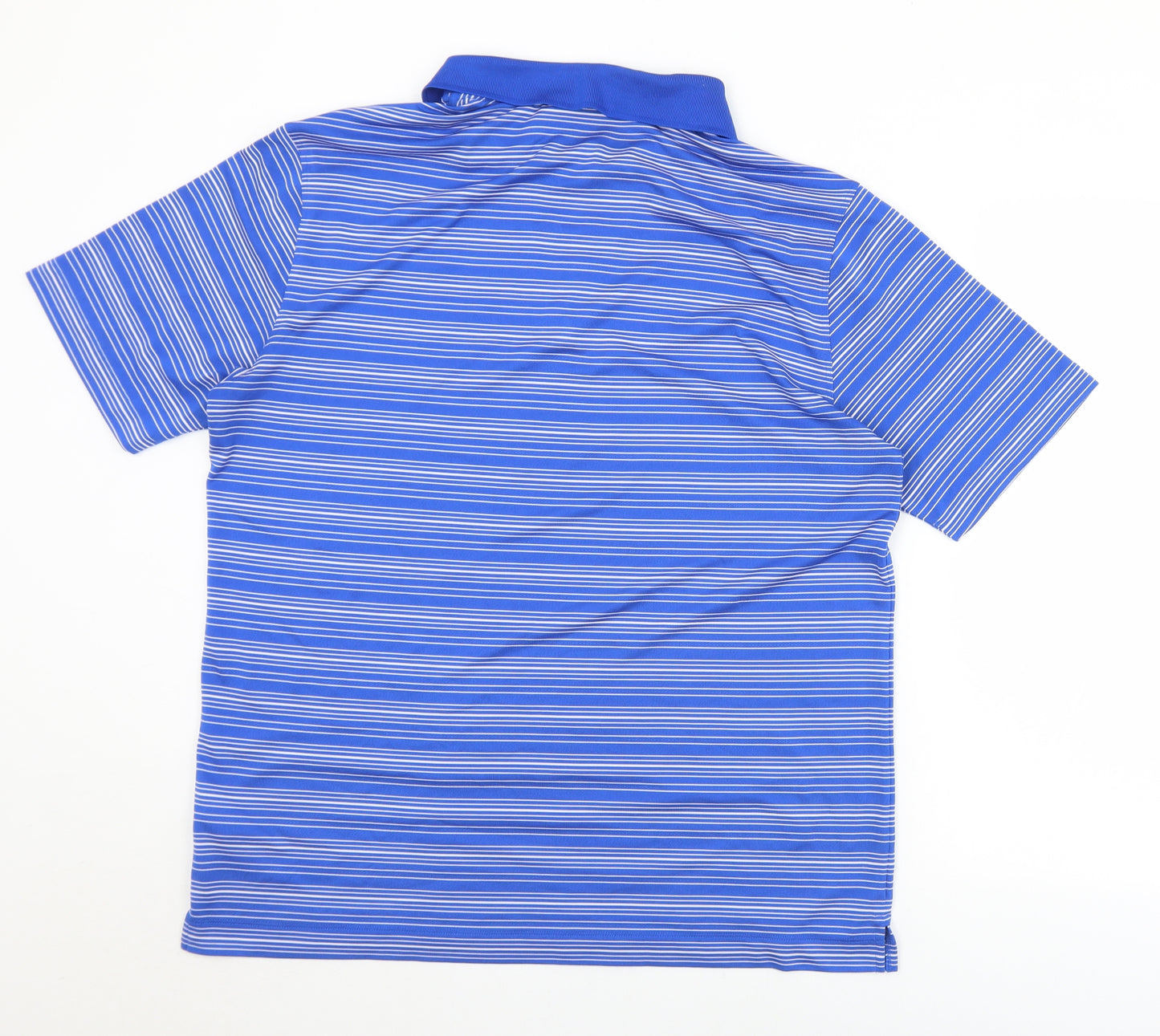 Nike Mens Blue Striped Polyester  Polo Size L Collared Button - Golf
