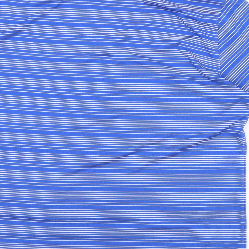 Nike Mens Blue Striped Polyester  Polo Size L Collared Button - Golf