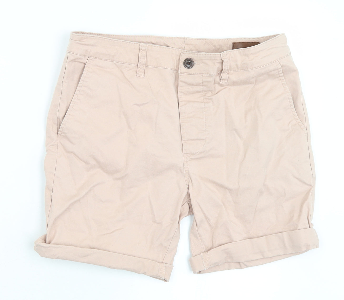 ASOS Womens Beige  Cotton Bermuda Shorts Size 30 in L8 in Regular Button