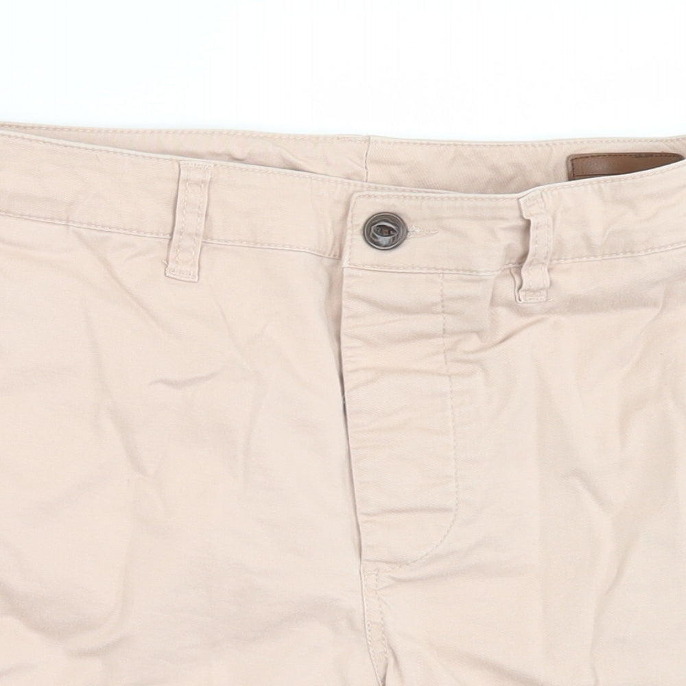 ASOS Womens Beige  Cotton Bermuda Shorts Size 30 in L8 in Regular Button