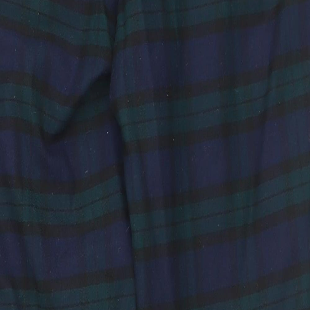 Burton Mens Green Plaid Polyester Trousers  Size 32 L28 in Regular Button