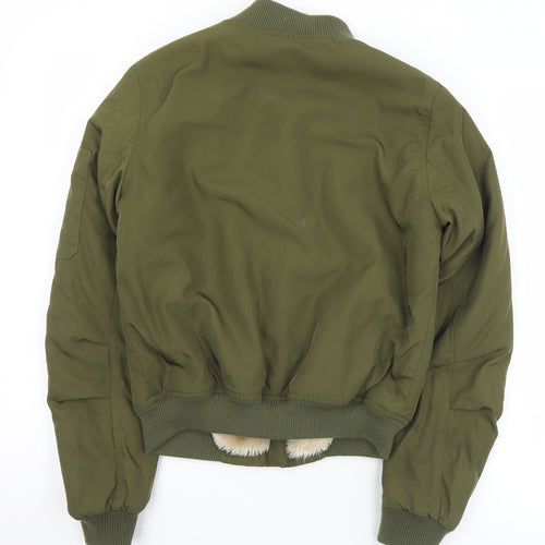 Missguided Womens Green   Bomber Jacket Coat Size 6  Zip