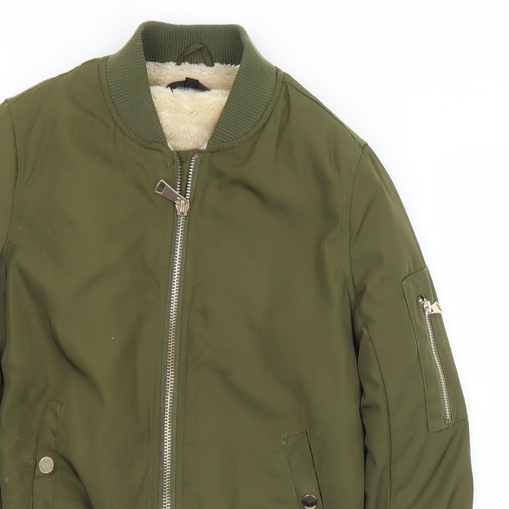 Missguided Womens Green   Bomber Jacket Coat Size 6  Zip