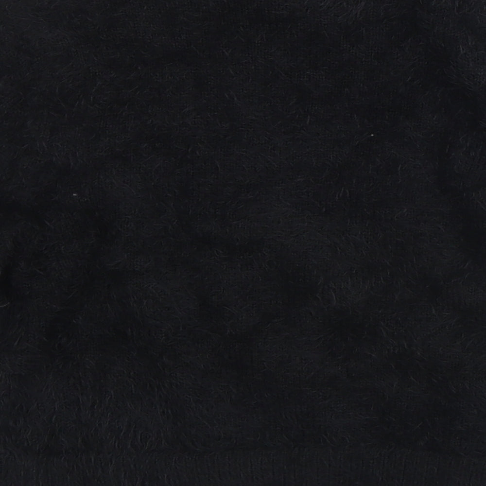 Zara Womens Black Crew Neck  Acrylic Pullover Jumper Size 8