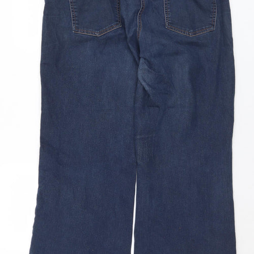 Simply Be Womens Blue  Cotton Wide-Leg Jeans Size 16 L30 in Regular Button