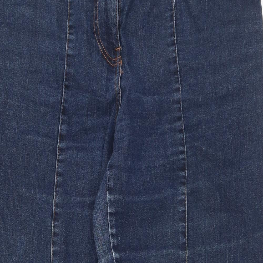 Simply Be Womens Blue  Cotton Wide-Leg Jeans Size 16 L30 in Regular Button
