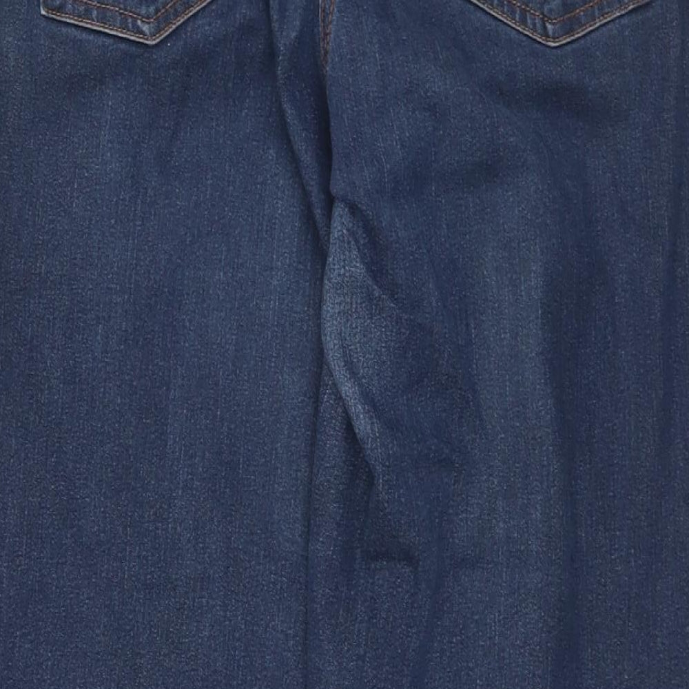 Simply Be Womens Blue  Cotton Wide-Leg Jeans Size 16 L30 in Regular Button