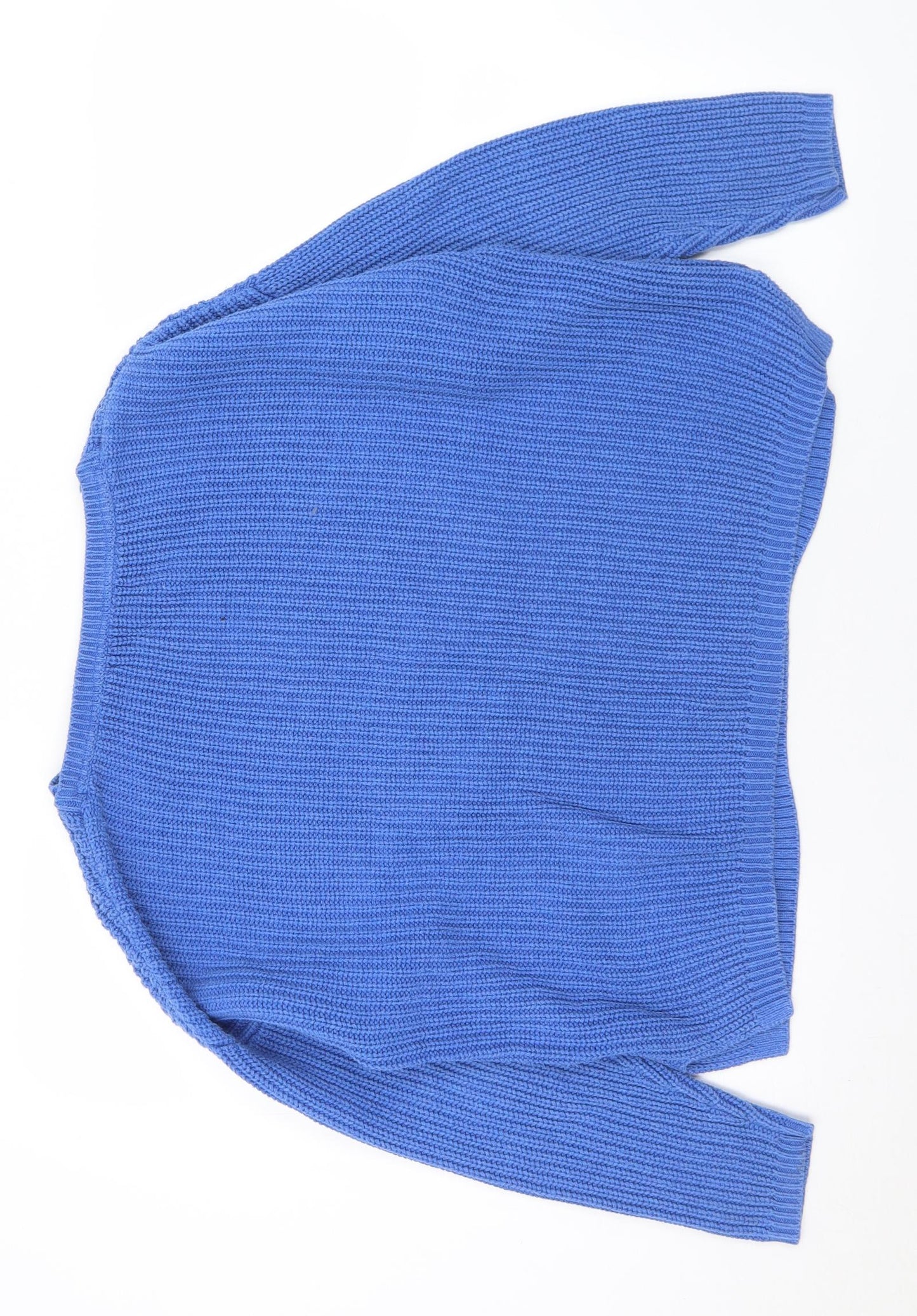 John Lewis Womens Blue Crew Neck  Cotton Pullover Jumper Size 14