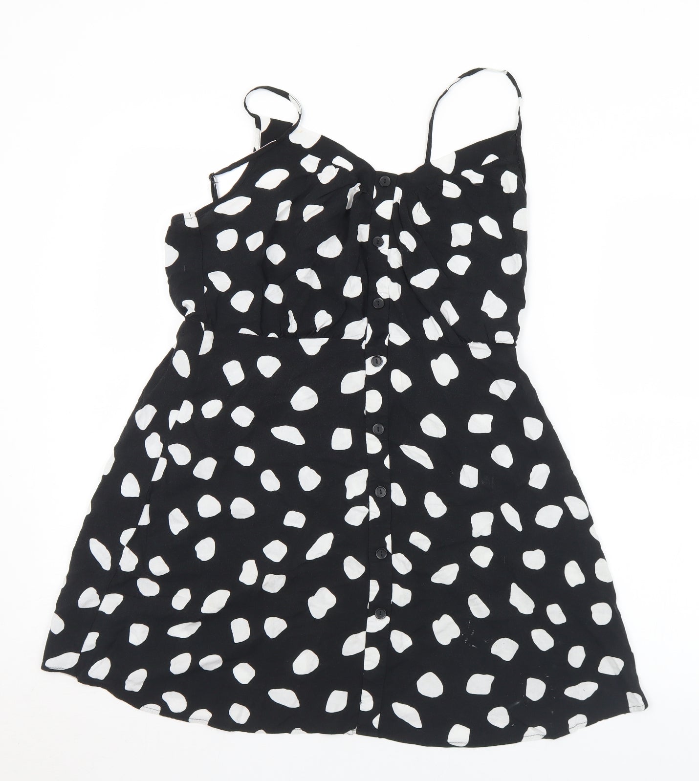 George Womens Black Geometric Viscose Camisole Tank Size 10 Round Neck