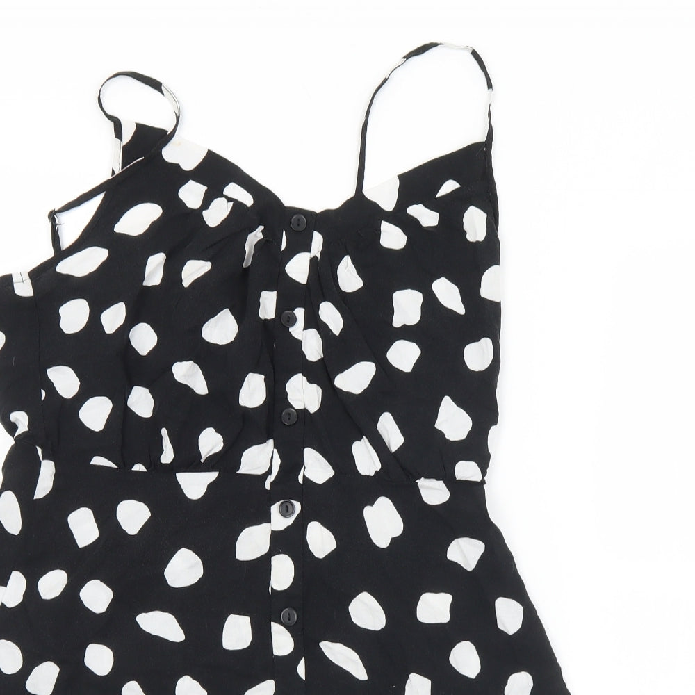 George Womens Black Geometric Viscose Camisole Tank Size 10 Round Neck