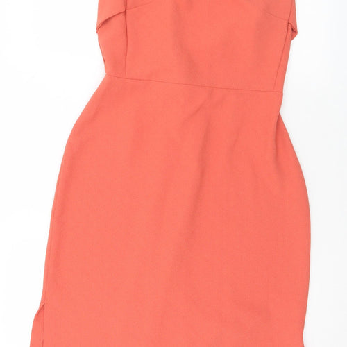 Wearhouse Womens Orange  Polyester Shift  Size 10  Round Neck Zip
